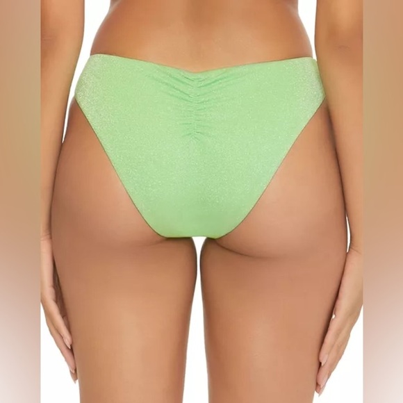 Becca by Rebbeca Virtue Adela Glimmer Hipster Bikini Bottom Cheeky Green XS - Picture 2 of 7